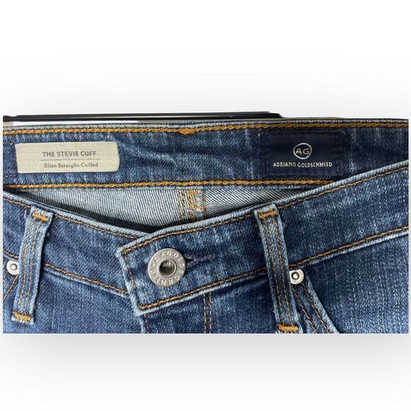 AG Adriano Goldschmied Jeans Blue Stevie Cuff Slim Straight Med Wash - Size 25 - Picture 5 of 9